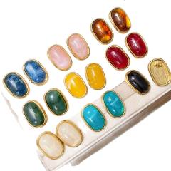 Easy match colorufl resin stainless steel earrings studs earrings for women