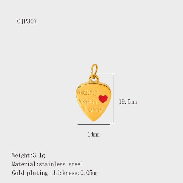 Stainless Steel Heart-Shaped Pendant DIY Accessories 18K Gold-Plated Non-Fading Accessories