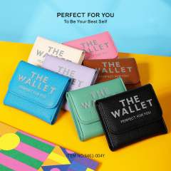 Hot Purse Ins Women's Fashion All-match Letter Small Purse Large Capacity Coin Purse Three-fold Wallet
