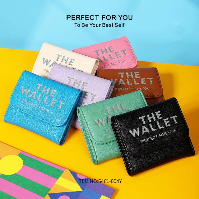 Hot Purse Ins Women's Fashion All-match Letter Small Purse Large Capacity Coin Purse Three-fold Wallet