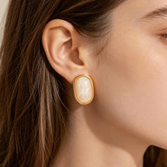 Easy match colorufl resin stainless steel earrings studs earrings for women