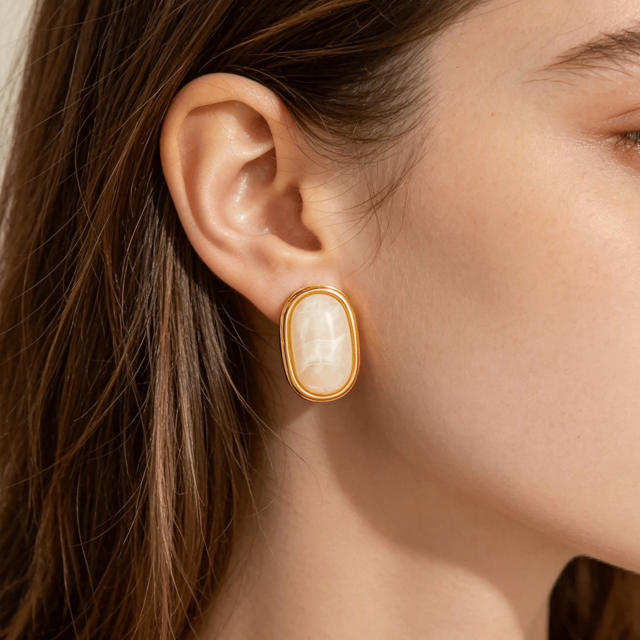 Easy match colorufl resin stainless steel earrings studs earrings for women
