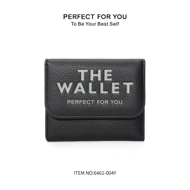 Hot Purse Ins Women's Fashion All-match Letter Small Purse Large Capacity Coin Purse Three-fold Wallet