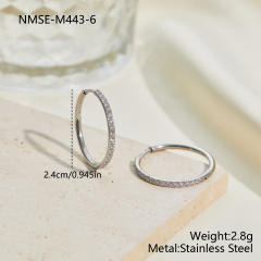 316L Stainless Steel earrings Diamond-Studded Plain Hoop Earrings