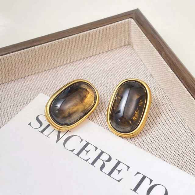 Easy match colorufl resin stainless steel earrings studs earrings for women