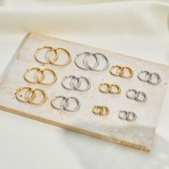 316L Stainless Steel earrings Diamond-Studded Plain Hoop Earrings