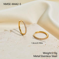 316L Stainless Steel earrings Diamond-Studded Plain Hoop Earrings