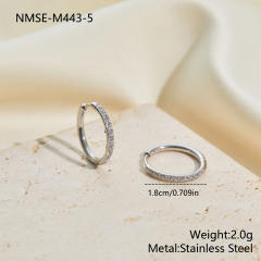 316L Stainless Steel earrings Diamond-Studded Plain Hoop Earrings