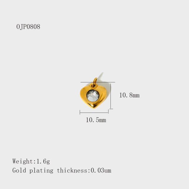 Stainless Steel Heart-Shaped Pendant DIY Accessories 18K Gold-Plated Non-Fading Accessories