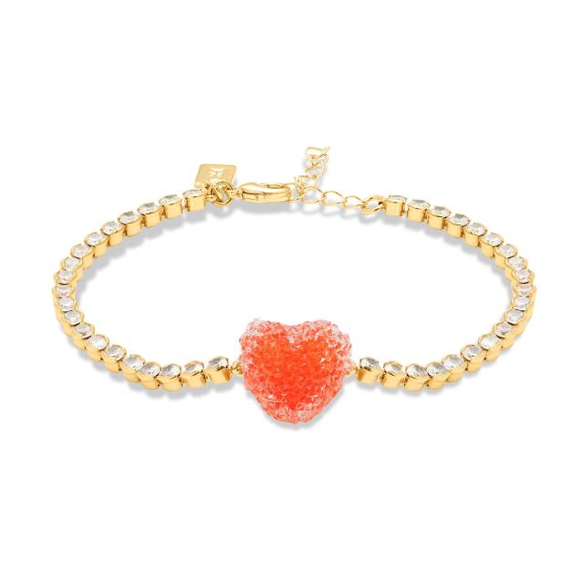 Sweet Heart Candy Bracelet with Colorful diamond Chain Dopamine bracelet