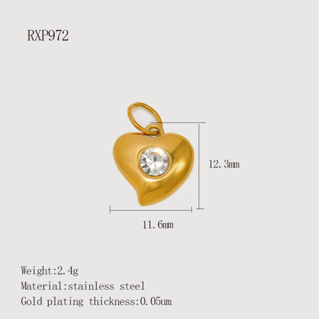 Stainless Steel Heart-Shaped Pendant DIY Accessories 18K Gold-Plated Non-Fading Accessories