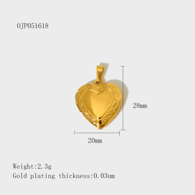 Stainless Steel Heart-Shaped Pendant DIY Accessories 18K Gold-Plated Non-Fading Accessories