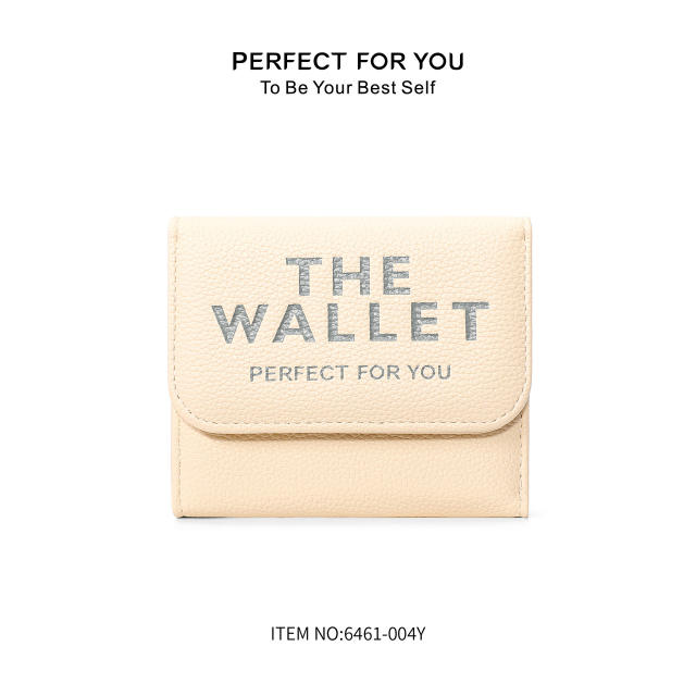 Hot Purse Ins Women's Fashion All-match Letter Small Purse Large Capacity Coin Purse Three-fold Wallet