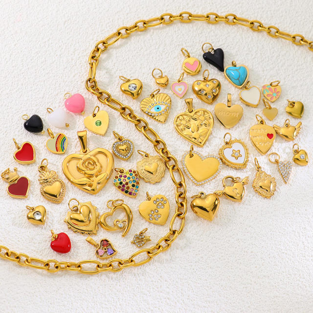 Stainless Steel Heart-Shaped Pendant DIY Accessories 18K Gold-Plated Non-Fading Accessories