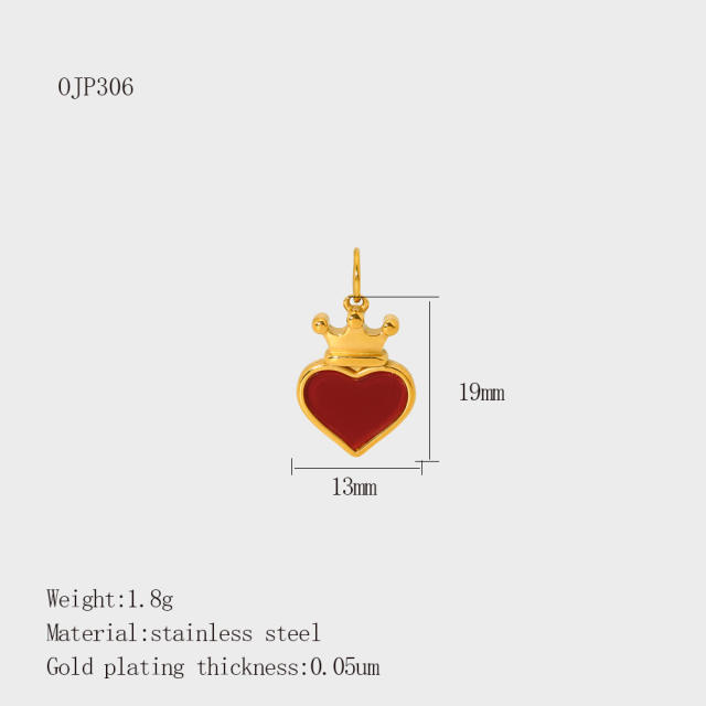 Stainless Steel Heart-Shaped Pendant DIY Accessories 18K Gold-Plated Non-Fading Accessories