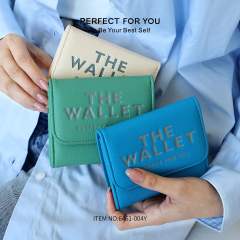 Hot Purse Ins Women's Fashion All-match Letter Small Purse Large Capacity Coin Purse Three-fold Wallet