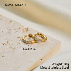 316L Stainless Steel earrings Diamond-Studded Plain Hoop Earrings
