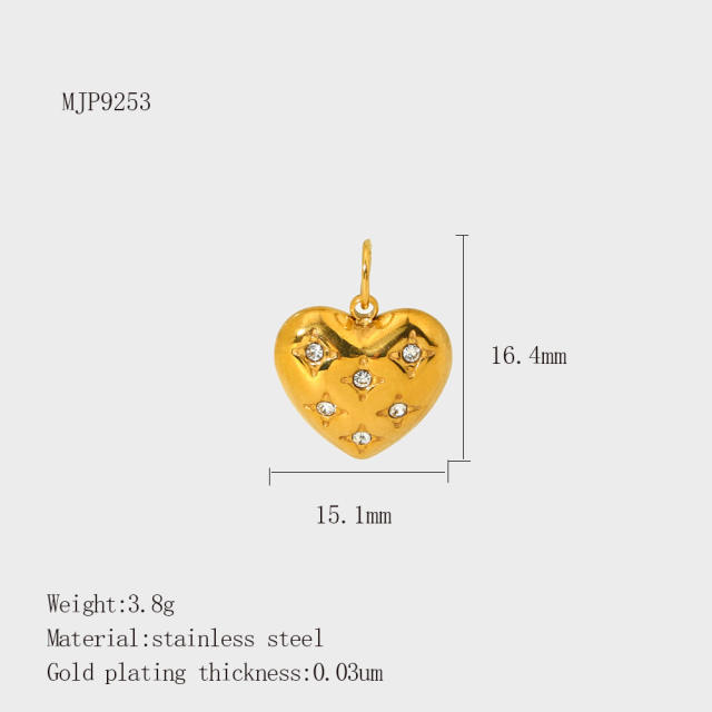 Stainless Steel Heart-Shaped Pendant DIY Accessories 18K Gold-Plated Non-Fading Accessories