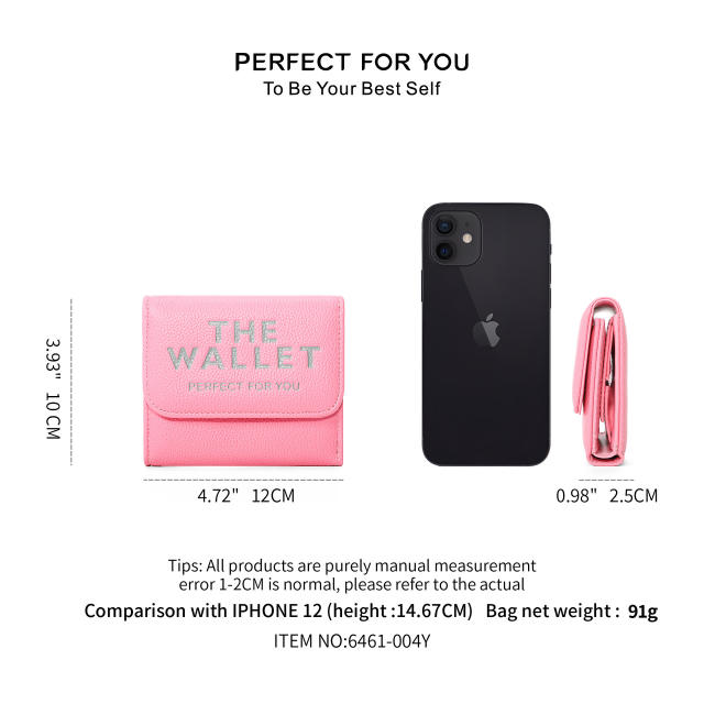 Hot Purse Ins Women's Fashion All-match Letter Small Purse Large Capacity Coin Purse Three-fold Wallet