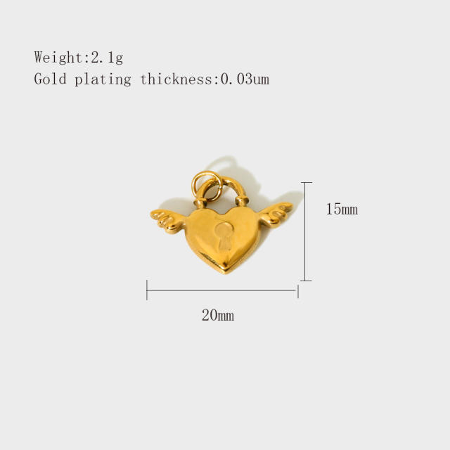 Stainless Steel Heart-Shaped Pendant DIY Accessories 18K Gold-Plated Non-Fading Accessories