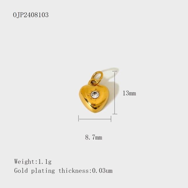 Stainless Steel Heart-Shaped Pendant DIY Accessories 18K Gold-Plated Non-Fading Accessories