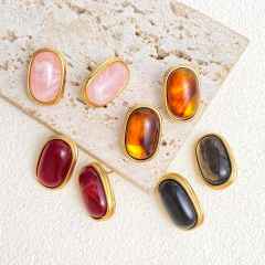 Easy match colorufl resin stainless steel earrings studs earrings for women
