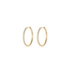 316L Stainless Steel earrings Diamond-Studded Plain Hoop Earrings