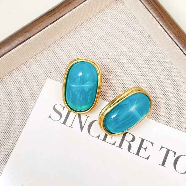 Easy match colorufl resin stainless steel earrings studs earrings for women