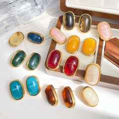 Easy match colorufl resin stainless steel earrings studs earrings for women