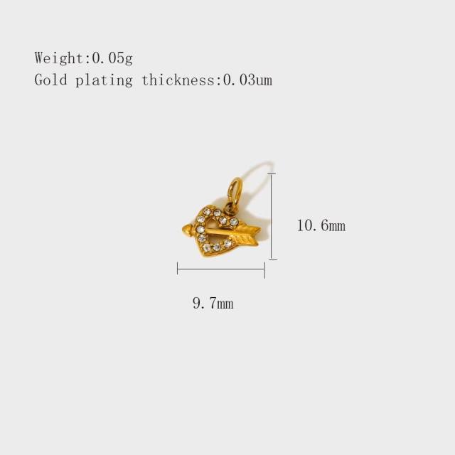 Stainless Steel Heart-Shaped Pendant DIY Accessories 18K Gold-Plated Non-Fading Accessories