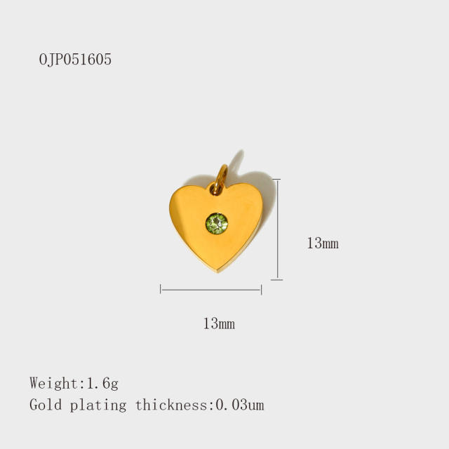 Stainless Steel Heart-Shaped Pendant DIY Accessories 18K Gold-Plated Non-Fading Accessories