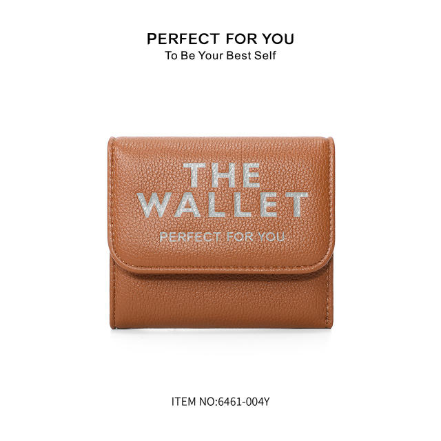 Hot Purse Ins Women's Fashion All-match Letter Small Purse Large Capacity Coin Purse Three-fold Wallet