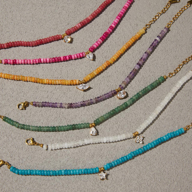 Stainless Steel Natural Stone Bracelet Beaded Jewelry colorful bead bracelet for women