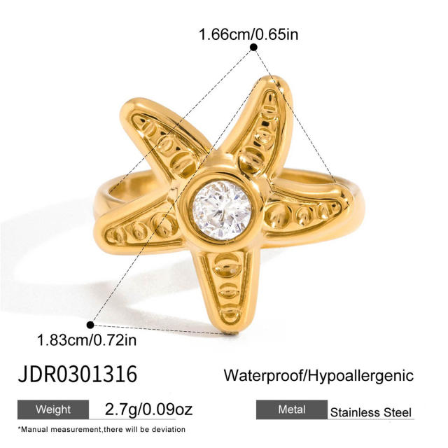 Summer holiday beach style stainless steel rings