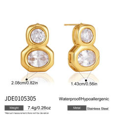 Simple easy match diamond stainless steel earrings studs