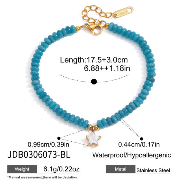 Stainless Steel Natural Stone Bracelet Beaded Jewelry colorful bead bracelet for women