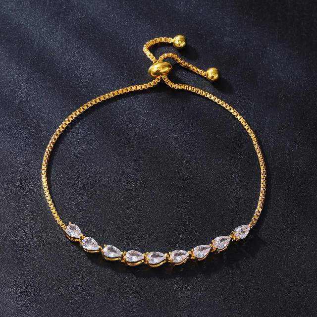 Micro-Encrusted Water Drop Zircon Bracelet for Women