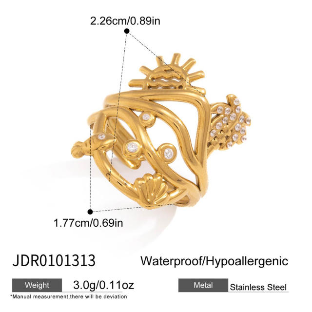 Summer holiday beach style stainless steel rings
