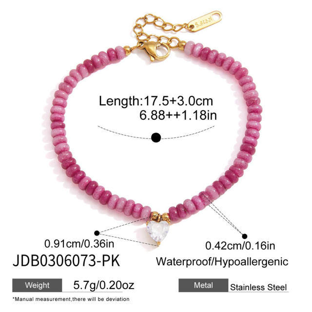 Stainless Steel Natural Stone Bracelet Beaded Jewelry colorful bead bracelet for women
