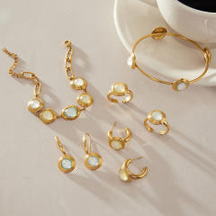 Original Resin Earrings easy match simple design stainless steel necklace bracelet earrings rings set