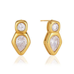 Simple easy match diamond stainless steel earrings studs