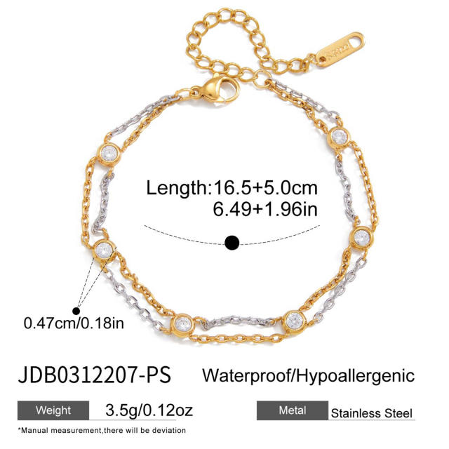 Zircon Heart-Shaped Pig Nose Clasp stainless Steel Bracelet for Women