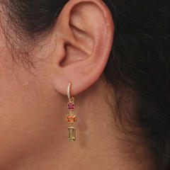 Summer colorful cubic zircon geometric stainless steel earrings