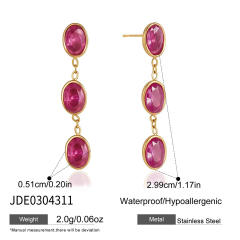 Summer colorful cubic zircon geometric stainless steel earrings