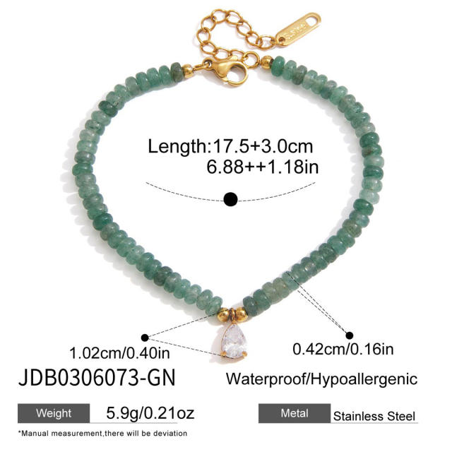 Stainless Steel Natural Stone Bracelet Beaded Jewelry colorful bead bracelet for women