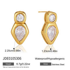 Simple easy match diamond stainless steel earrings studs