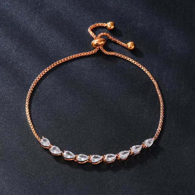 Micro-Encrusted Water Drop Zircon Bracelet for Women