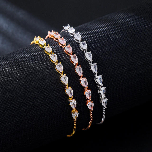 Micro-Encrusted Water Drop Zircon Bracelet for Women