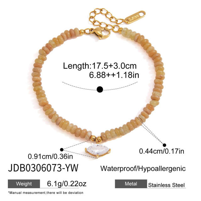 Stainless Steel Natural Stone Bracelet Beaded Jewelry colorful bead bracelet for women