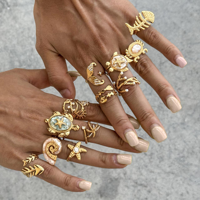 Summer holiday beach style stainless steel rings